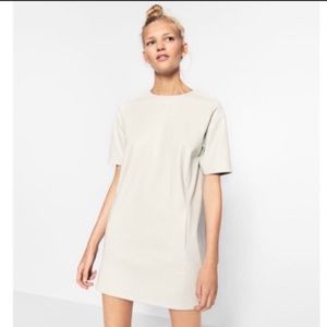 Zara Off White Faux Leather Sheath Dress